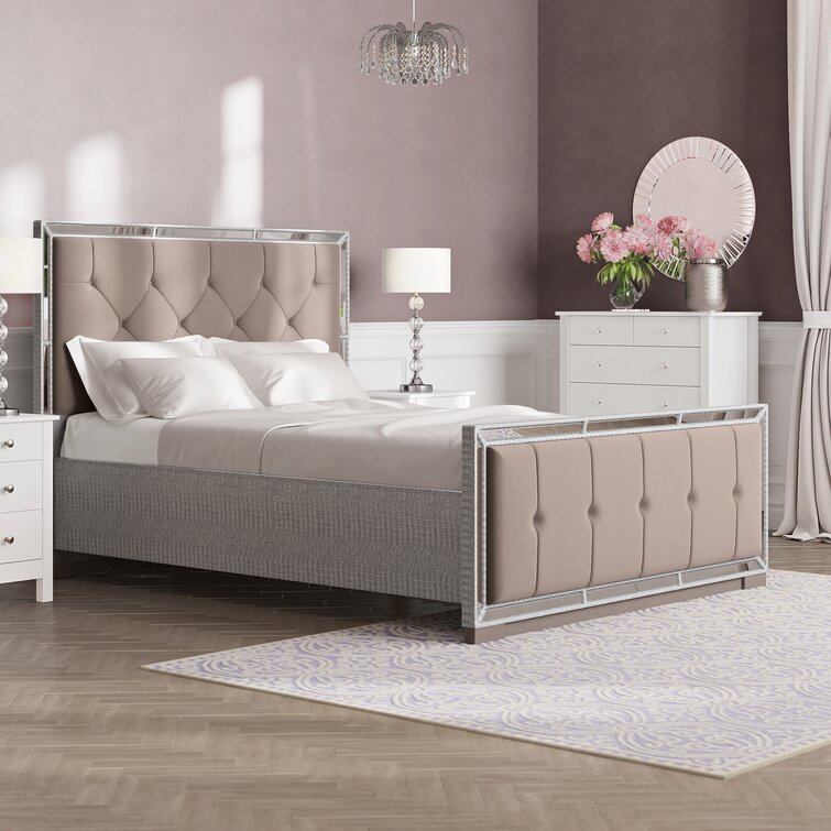 Grey velvet deals bed wayfair